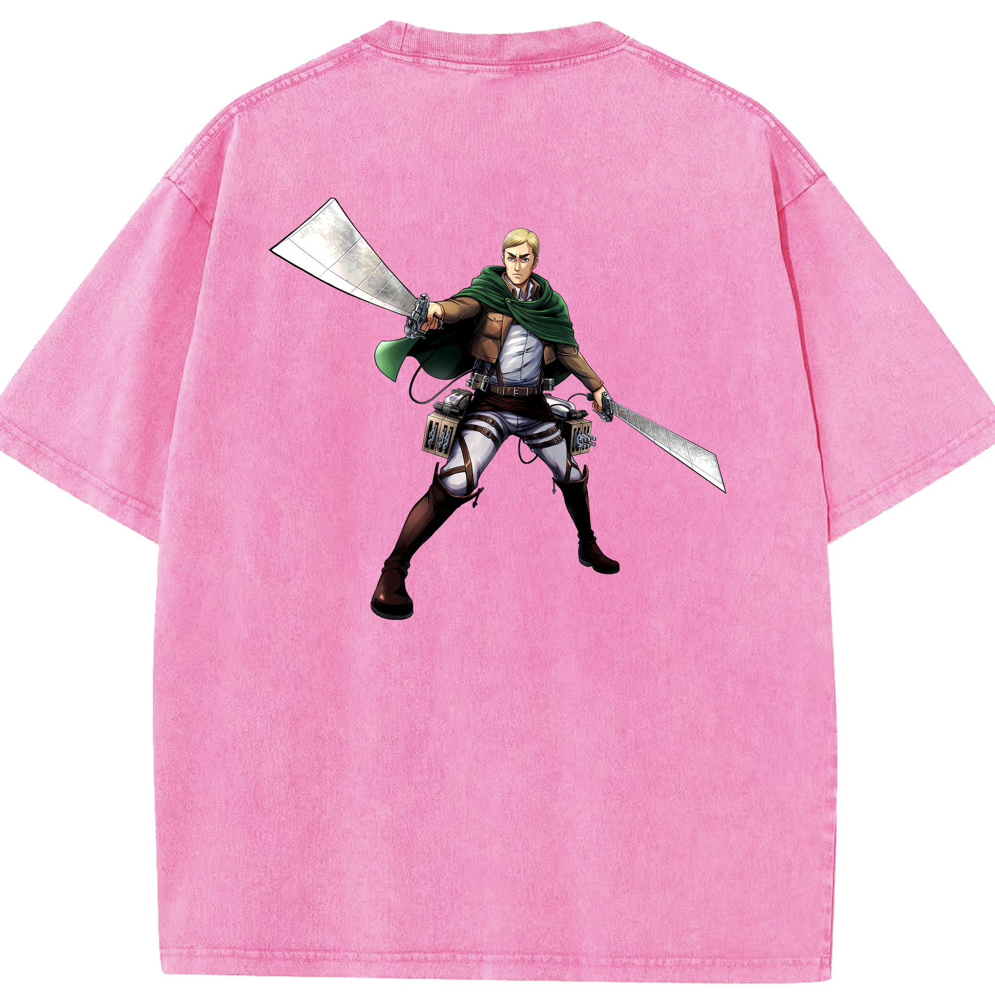 （画像用） 進撃の巨人 エルヴィン・スミス Attack on Titan Erwin Smith 綿100% ヴィンテージ風 半袖Tシャツ（背面プリント）
